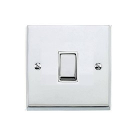 1 Gang 2 Way 10A Switch in Polished Chrome Low Profile Plate and White Trim, Richmond Elite
