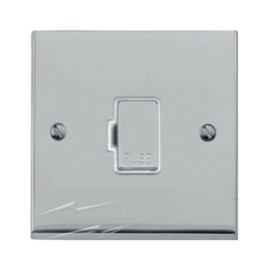1 Gang 13A Unswitched Spur (Fused Connection Unit) in Polished Chrome Low Profile Plate and White Trim, Richmond Elite
