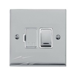 1 Gang 13A Switched Spur (Fused Connection Unit) in Polished Chrome Low Profile Plate and White Trim, Richmond Elite