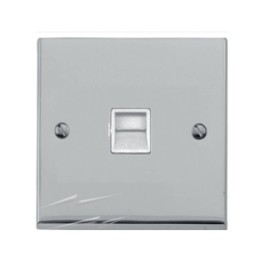 1 Gang Secondary Phone Socket in Polished Chrome Low Profile Plate and White Trim, Richmond Elite