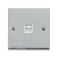 1 Gang Master Phone Socket in Polished Chrome Low Profile Plate and White Trim, Richmond Elite