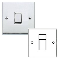 1 Gang RJ45 Data Socket Outlet in Polished Chrome Low Profile Plate and White Trim, Richmond Elite
