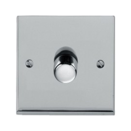 1 Gang Push ON/OFF Dimmer Switch 400W in Polished Chrome Low Profile Plate, Richmond Elite