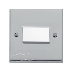 6A Triple Pole Fan Isolating Switch in Polished Chrome Low Profile Plate and White Trim, Richmond Elite
