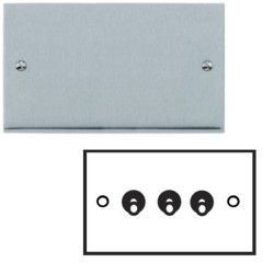 3 Gang 2 Way 20A Dolly Switch in Satin Chrome Low Profile Plate and Toggle, Richmond Elite