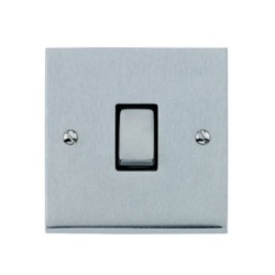 1 Gang 2 Way 10A Switch in Satin Chrome Low Profile Plate and Black Trim, Richmond Elite