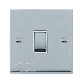1 Gang Intermediate 10A Switch in Satin Chrome Low Profile Plate and White Trim, Richmond Elite