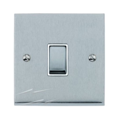 1 Gang Double Pole 20A Switch in Satin Chrome Low Profile Plate with White Trim, Richmond Elite