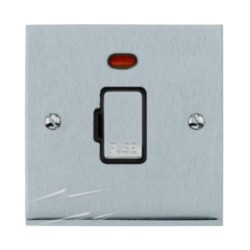 1 Gang 20A DP Switch with Neon Indicator in Satin Chrome Low Profile Plate with Black Trim, Richmond Elite