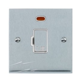 1 Gang 20A DP Switch with Neon Indicator in Satin Chrome Low Profile Plate with White Trim, Richmond Elite