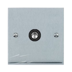 1 Gang Single Non-Isolated TV/Coax Socket in Satin Chrome Low Profile Plate and Black Trim, Richmond Elite