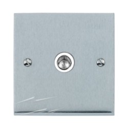1 Gang Single Non-Isolated TV/Coax Socket in Satin Chrome Low Profile Plate and White Trim, Richmond Elite
