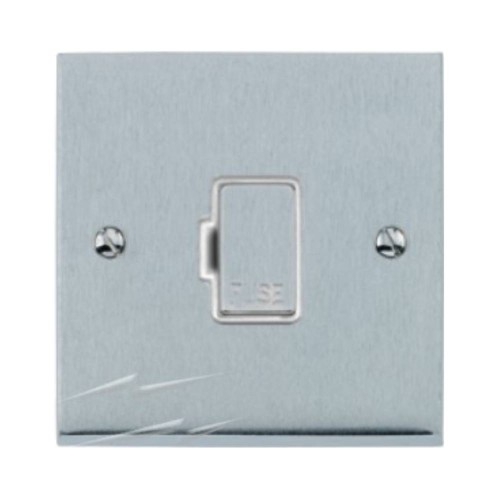 1 Gang 13A Unswitched Spur (Fused Connection Unit) in Satin Chrome Low Profile Plate and White Trim, Richmond Elite