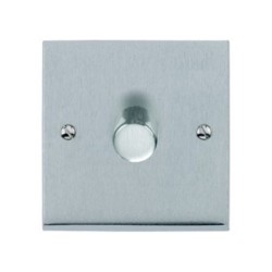 1 Gang Push ON/OFF Dimmer Switch 400W in Satin Chrome Low Profile Plate, Richmond Elite