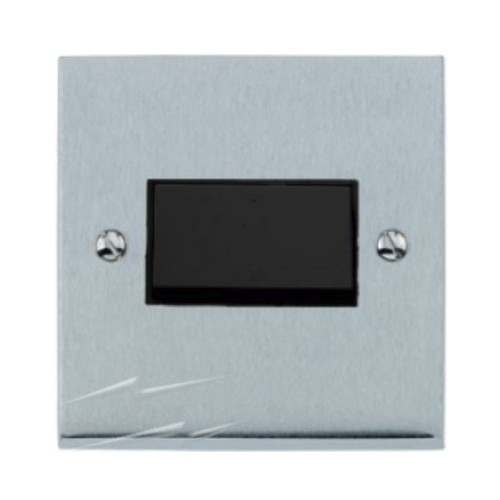 6A Triple Pole Fan Isolating Switch in Satin Chrome Low Profile Plate and Black Trim, Richmond Elite
