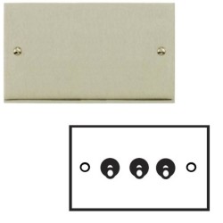 3 Gang 2 Way 20A Dolly Switch in Satin Nickel Low Profile Plate and Toggle, Richmond Elite