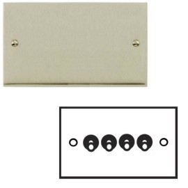 4 Gang 2 Way 20A Dolly Switch in Satin Nickel Low Profile Plate and Toggle, Richmond Elite