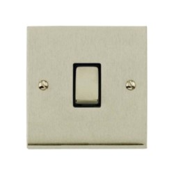 1 Gang 2 Way 10A Switch in Satin Nickel Low Profile Plate and Black Trim, Richmond Elite
