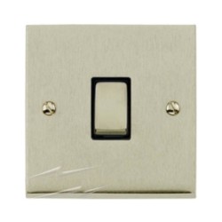 1 Gang Double Pole 20A Switch in Satin Nickel Low Profile Plate with Black Trim, Richmond Elite