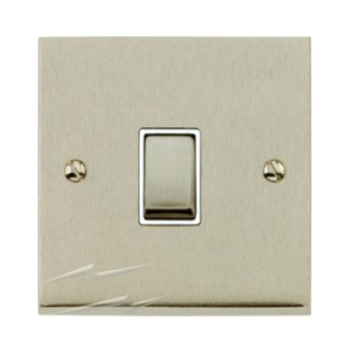 1 Gang Double Pole 20A Switch in Satin Nickel Low Profile Plate with White Trim, Richmond Elite