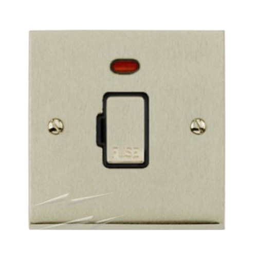 1 Gang 20A DP Switch with Neon Indicator in Satin Nickel Low Profile Plate with Black Trim, Richmond Elite