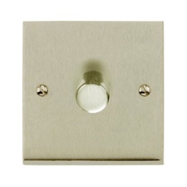 1 Gang Push ON/OFF Dimmer Switch 400W in Satin Nickel Low Profile Plate, Richmond Elite