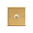 1 Gang Satellite Socket Mayfair Dual Finish Satin Brass Raised Plate with Polished Brass Stepped Edge with a White Trim