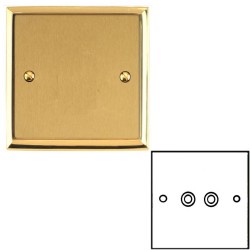 Satellite and TV Socket Outlet Mayfair Dual Finish Satin Brass Raised Plate with Polished Brass Stepped Edge with a White Trim