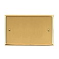 2 Gang Double Blanking Plate Mayfair Dual Finish Satin Brass Raised Plate with Polished Brass Stepped Edge