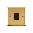 1 Gang 13A Unswitched Fused Spur Mayfair Dual Finish Satin Brass Raised Plate with Polished Brass Stepped Edge and Black Trim