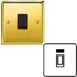 1 Gang 20A DP Switch with Neon Mayfair Dual Finish Satin Brass Raised Plate / Polished Brass Edge Black Trim