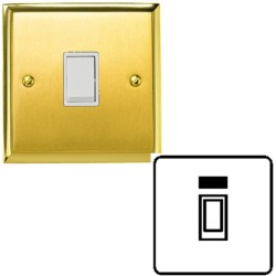 1 Gang 20A DP Switch with Neon Mayfair Dual Finish Satin Brass Raised Plate / Polished Brass Edge White Trim