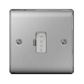1 Gang 13A Unswitched Fused Connection Unit in Brushed Steel BG Nexus Metal Raised Plate
