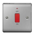 1 Gang 45A Cooker Control Unit DP Switch with Neon (single plate) Brushed Steel Raised Plate