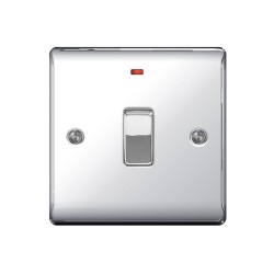 1 Gang 20A Double Pole Switch with Neon Indicator in Polished Chrome Raised Plate, BG Nexus NPC31