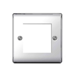 1 Gang Front Plate for 2 Euro Modules in Polished Chrome Metal Raised Plate, BG Nexus Metal NPCEMS2