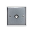 1 Gang Non-Isolated TV Coaxial Socket Apollo Dual Finish Satin Chrome Raised Plate with Polished Chrome Stepped Edge and White Trim