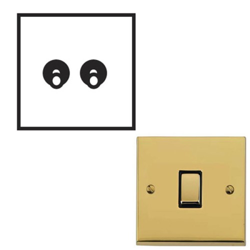 2 Gang 2 Way 20A Dolly Switch Polished Brass Raised Plate and Toggle Switch Victorian Elite