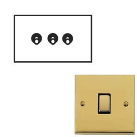 3 Gang 2 Way 20A Dolly Switch Polished Brass Raised Plate and Toggle Switch Victorian Elite