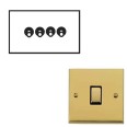 4 Gang 2 Way 20A Dolly Switch Polished Brass Raised Plate and Toggle Switch Victorian Elite