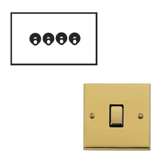4 Gang 2 Way 20A Dolly Switch Polished Brass Raised Plate and Toggle Switch Victorian Elite