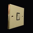 1 Gang 10A Intermediate Rocker Switch in Polished Brass Raised Plate with Black Trim Victorian Elite