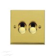 2 Gang 2 Way 10-120W Trailing Edge LED Dimmer Switch in Polished Brass Raised Plate Victorian Elite