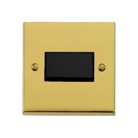 6A Triple Pole Fan Isolating Switch in Polished Brass Raised Plate with Black Trim Victorian Elite