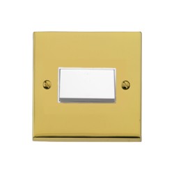 6A Triple Pole Fan Isolating Switch in Polished Brass Raised Plate with White Trim Victorian Elite