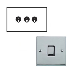 3 Gang 2 Way 20A Dolly Switch Polished Chrome Raised Plate and Toggle Switch Victorian Elite