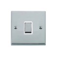 1 Gang 20A Double Pole Switch in Polished Chrome Raised Plate with White Trim Victorian Elite