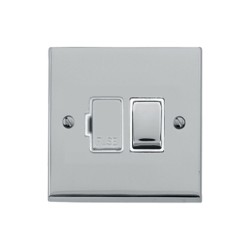 13A Fused Switched Spur in Polished Chrome Raised Plate with White Trim Victorian Elite