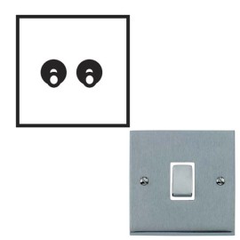 2 Gang 2 Way 20A Dolly Switch Satin Chrome Raised Plate and Toggle Switch Victorian Elite
