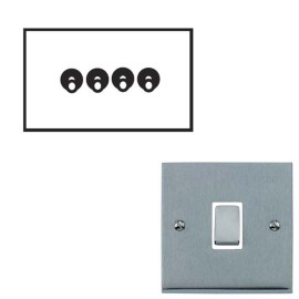 4 Gang 2 Way 20A Dolly Switch Satin Chrome Raised Plate and Toggle Switch Victorian Elite